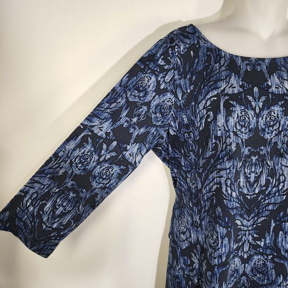 Belle by Kim Gravel Womens Tie Front Print Knit Top Size Large Blue Knit A372048 - Picture 6 of 11